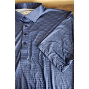 Collars & Co Mens Dress Collar Polo‎ 2XL Blue Geometric Print NEW